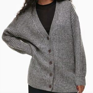NWT $198-Wilfred sz M/Medium Marcelle Gray Cardigan Merino wool V-neck sweater